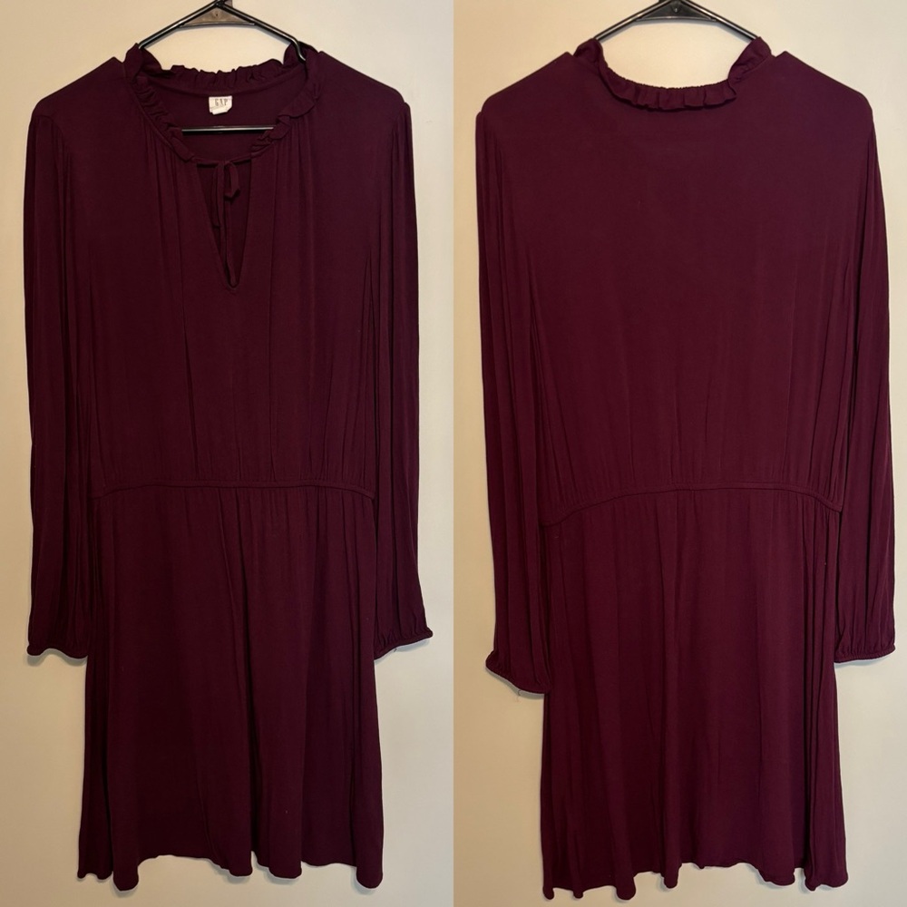 Gap casual long sleeve, fit and flare dress with neck tie